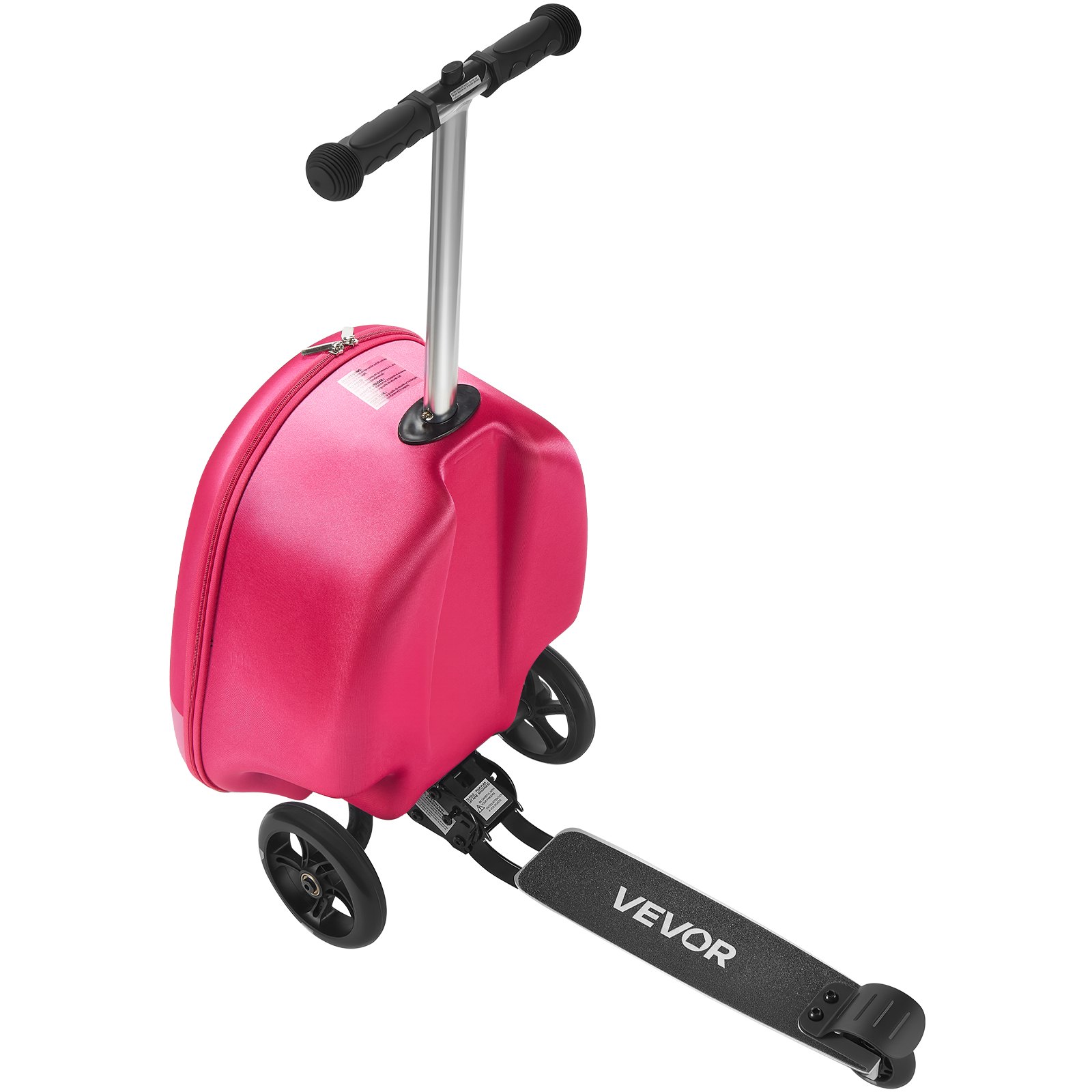 VEVOR Maleta Patinete Infantil 315x670x790 mm Capacidad de 20 L con Ruedas de Poliuretano Asa Ajustable Agarre Antideslizante de TPR Plegable y Ligera para Niños Mayores de 5 Años para Viajar, Rosa