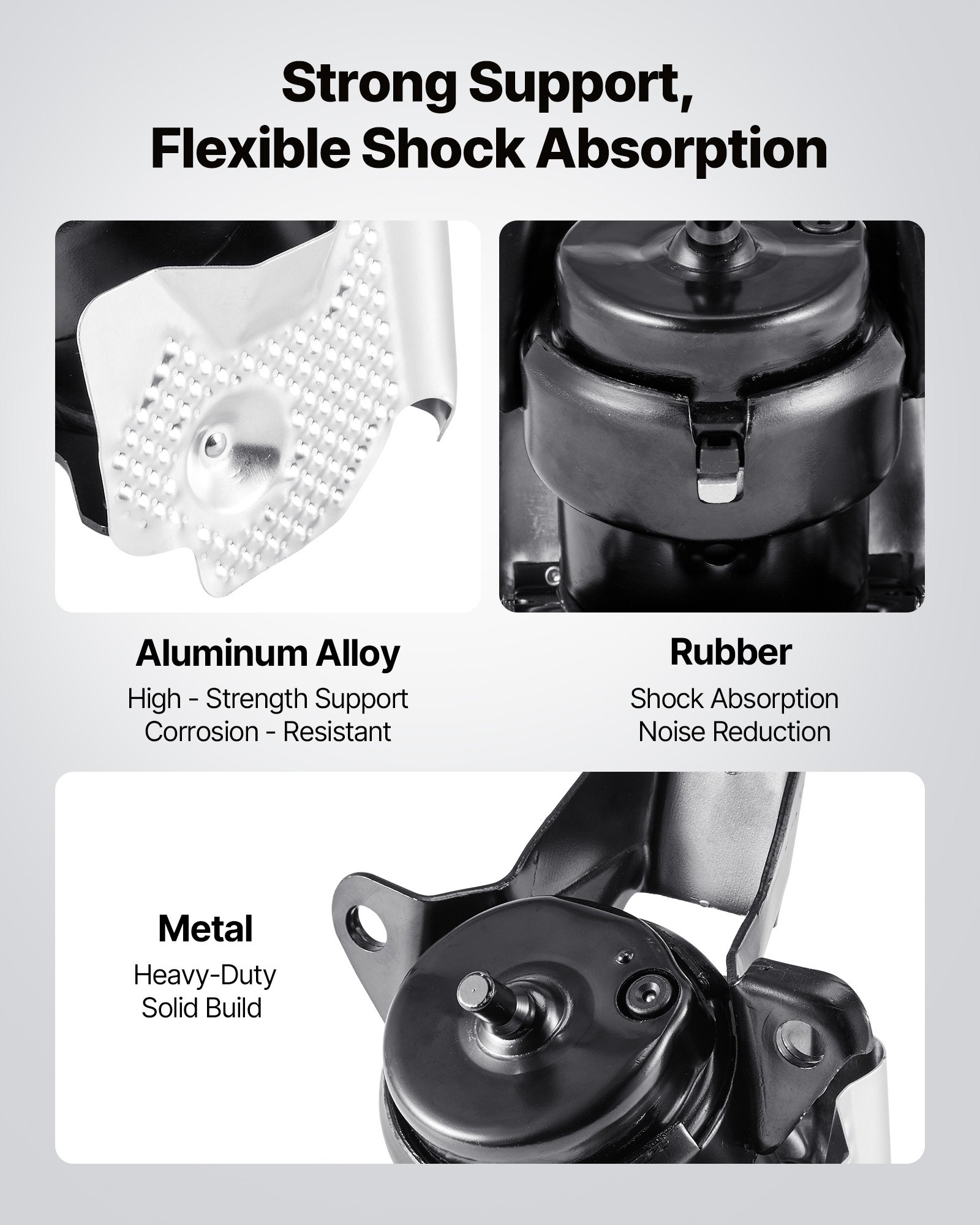 VEVOR Soporte de Motor, Soporte Delantero Izquierdo, Universal, Compatible con Chevrolet Silverado 1500 5,3 L V82014-2018, Construcción de Aluminio Resistente, Color Negro, 190 x 190 x 180 mm