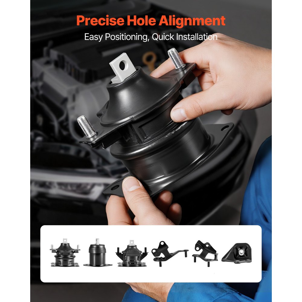 VEVOR Kit de Montaje de Motor y Transmisión, 6 Piezas, Compatible con Honda Accord 2,4 L L4 2003-2007, Reemplaza OE A4526HY, A4517, A4516, A4510, A4509, A4542, 180 x 140 x 160 mm, Color Negro