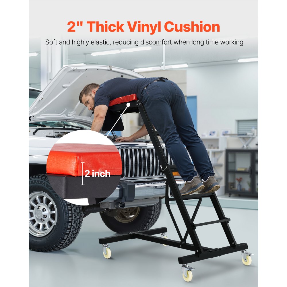 VEVOR Enredadera Superior Automotriz Altura Ajustable de 126-192 cm, Carga de 181 kg, Enredadera de Acceso al Motor con 4 Ruedas Giratorias, Enredadera Lateral Superior para Camión, Tractor, Camioneta