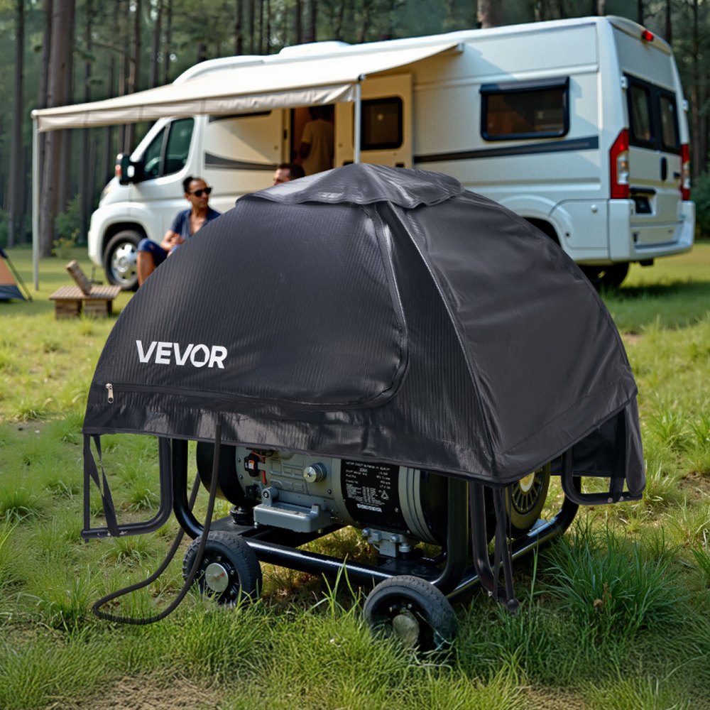 VEVOR Funda para Generador Impermeable, Ajuste Universal, para la Mayoría de Generadores con Perímetro de 180 a 274 cm, Portátil, con Tela Oxford Gruesa y Resistente, Negro, 915 x 660 x 660 mm