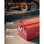 VEVOR Caja de Herramientas Portátil Plegable de Metal 355,6 x 200 x 165 mm de 2 Niveles y 3 Bandejas con Asa y Orificio para Cerradura, Caja de Herramientas para Almacén, Taller de Reparación, Rojo