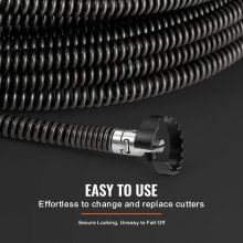 VEVOR Cable de Limpieza de Drenaje Seccional y 7 Cortadores 435 x 435 x 130 mm