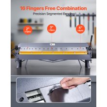 VEVOR Dobladora de Cajas y Bandejas, Dobladora de Chapa Metálica de 122 cm, Capacidad para Acero Dulce de 1,5 mm, Ajustable de 0-135°, Máquina Plegadora de Metal con 16 Dedos para Doblado Preciso