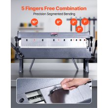 VEVOR Dobladora de Cajas y Bandejas, Dobladora de Chapa Metálica de 61 cm, Capacidad para Acero Dulce de 1,5 mm, Ajustable de 0-135°, Máquina Plegadora de Metal con 5 Dedos para Doblado Preciso