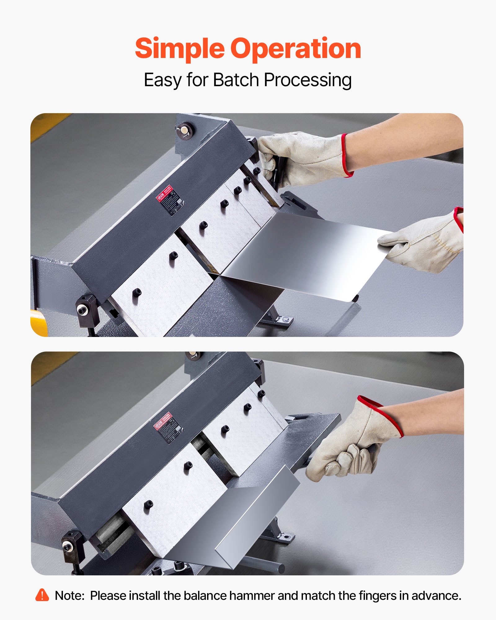 VEVOR Box and Pan Brake, 610 mm Sheet Metal Bending Brake,16-Gauge Mild Steel Capacity, 0-135 Degree Adjustable, Metal Bender Machine with 5 Fingers, Heavy-Duty Aluminum Folder for Precise Bending