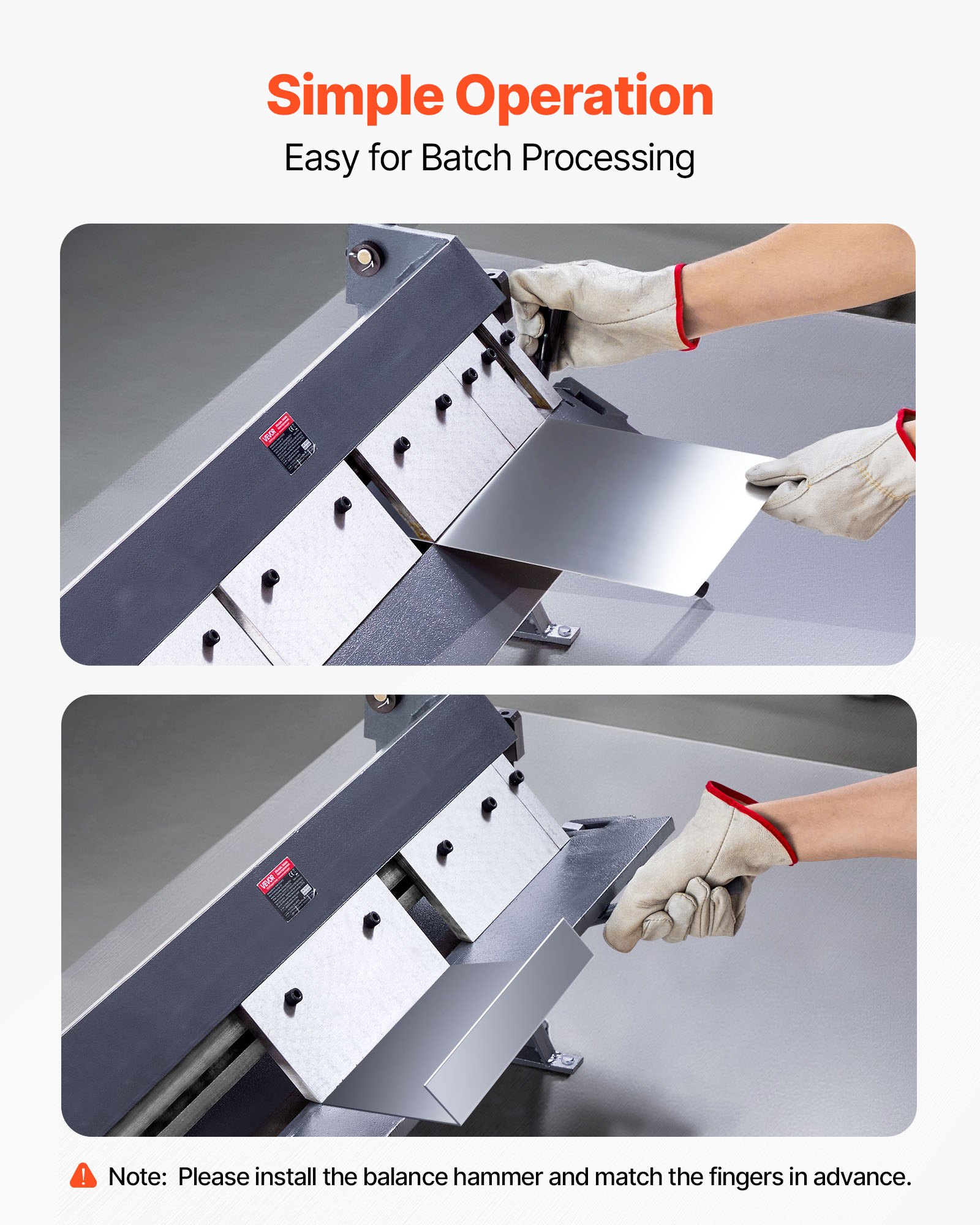 VEVOR Box and Pan Brake, 910 mm Sheet Metal Bending Brake,16-Gauge Mild Steel Capacity, 0-135 Degree Adjustable, Metal Bender Machine with 6 Fingers, Heavy-Duty Aluminum Folder for Precise Bending