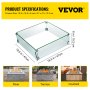 VEVOR Parabrisas de Quemador de 486x486x150 mm Pulgadas Protector de Parabrisas de Vidrio de 8 mm con Quemador Cuadrado