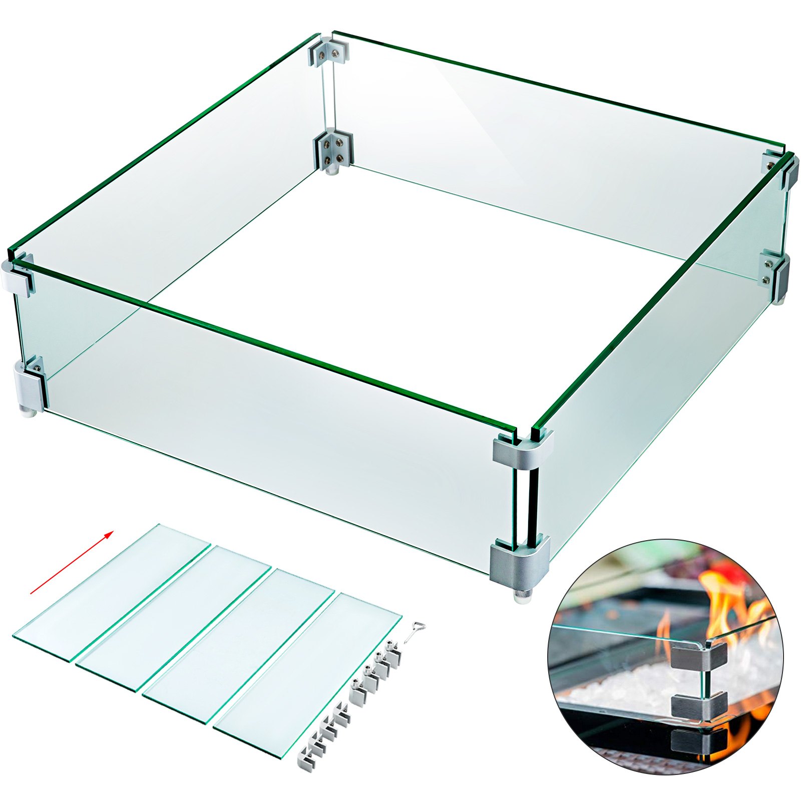 Placa Contra Viento Vidrio Templado 62x62cm Para Quemador Popular En Cocina