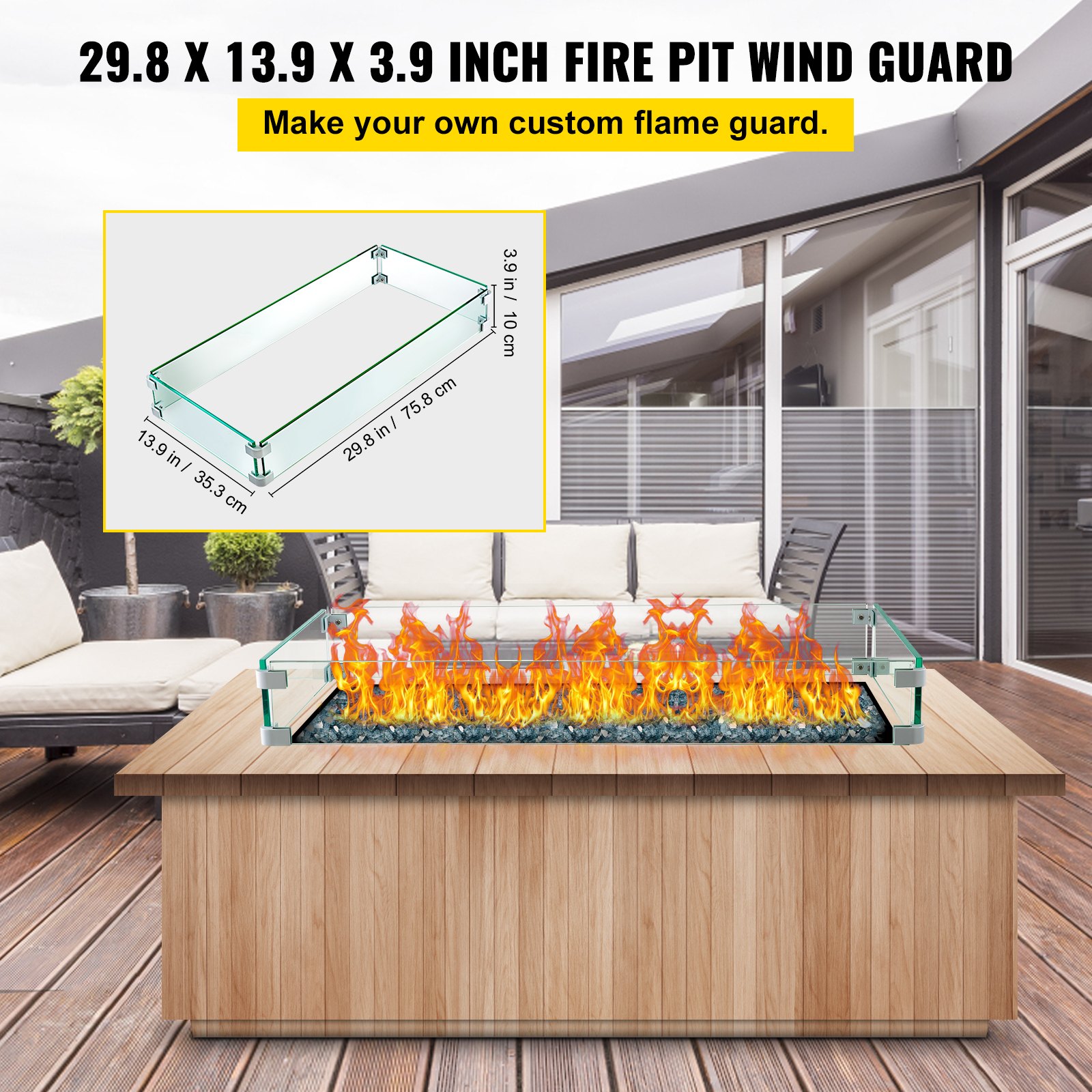 Placa Contra Viento Vidrio Templado 29x13inch Para Quemador De Cocina