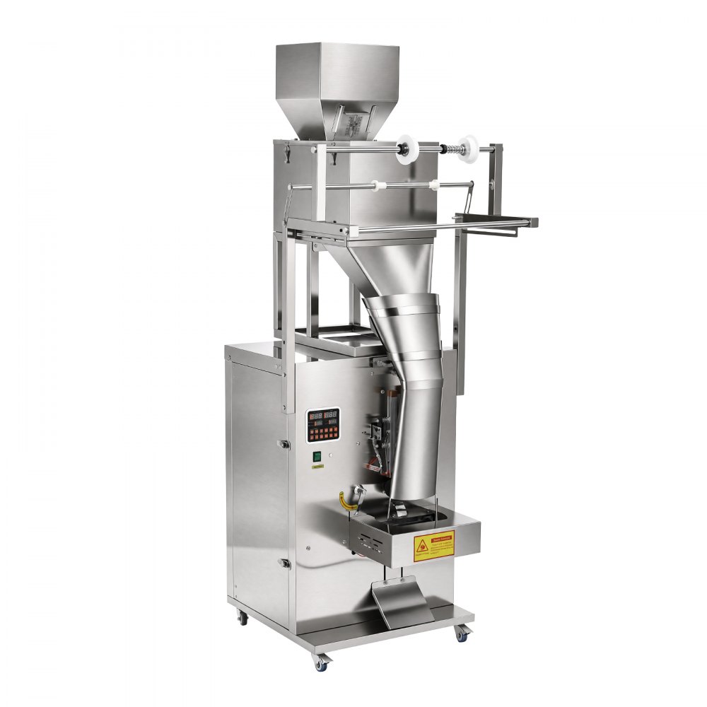 VEVOR Máquina Llenadora y Selladora Automática de Polvo y Granos de 10-999g, 2-10 Bolsas/min, Máquina Envasadora con Sellado Posterior, Acero Inoxidable, para Especias, Semillas, Té y Frutos Secos