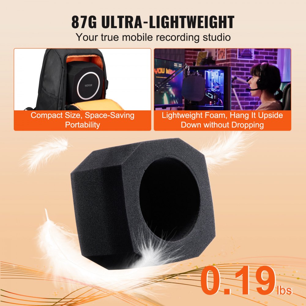 VEVOR Esfera Aislante para Micrófono Espuma Acústica Densa Protección contra Ruido del Viento con Filtro Antipop de 2 Capas Compatible con Micrófonos de 40 a 60 mm Cabina Vocal para Minimizar Eco