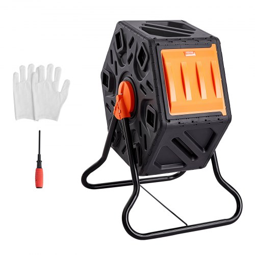 VEVOR Compostador Giratorio de Jardín 70 L Contenedor de Abono Giratorio de 360° Doble Cámara de PP Sin BPA Carga 20 kg para Compostaje de Residuos Orgánicos Cocina Jardinero Terraza Patio Exterior