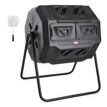 VEVOR Compostador Giratorio de Jardín 162,7 L Contenedor de Abono Giratorio de 360° Doble Cámara de PP Sin BPA Carga 50 kg para Compostaje de Residuos Orgánicos Cocina Jardinero Terraza Patio Exterior