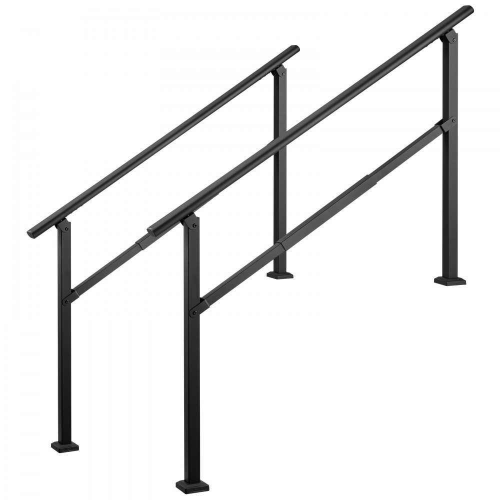 VEVOR Barandilla de Escalera, 3-5 Peldaños, Ajustable 0°-45°, Paquete de 2, Pasamanos de Escalera con 4 Alturas, Carga 100 kg, con Kit de Montaje para Interior y Exterior, Madera, Hormigón y Ladrillo