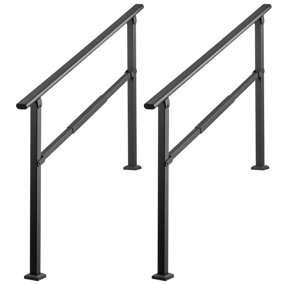 VEVOR Barandilla de Escalera, 3-5 Peldaños, Ajustable 0°-45°, Paquete de 2, Pasamanos de Escalera con 4 Alturas, Carga 100 kg, con Kit de Montaje para Interior y Exterior, Madera, Hormigón y Ladrillo
