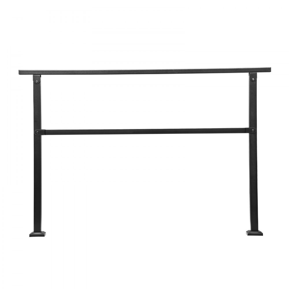 VEVOR Pasamanos de Exterior para Escalera Kit de Barandilla para 4 a 5 Escalones Tubo Cuadrado con Barra Horizontal Rieles de Soporte de Acero al Carbono para Escaleras de Hormigón, Terraza, Negro