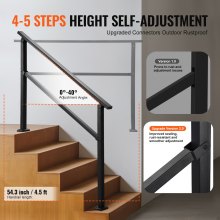 VEVOR Pasamanos para 4-5 Escalones Tubo Cuadrado de Acero al Carbono, Negro