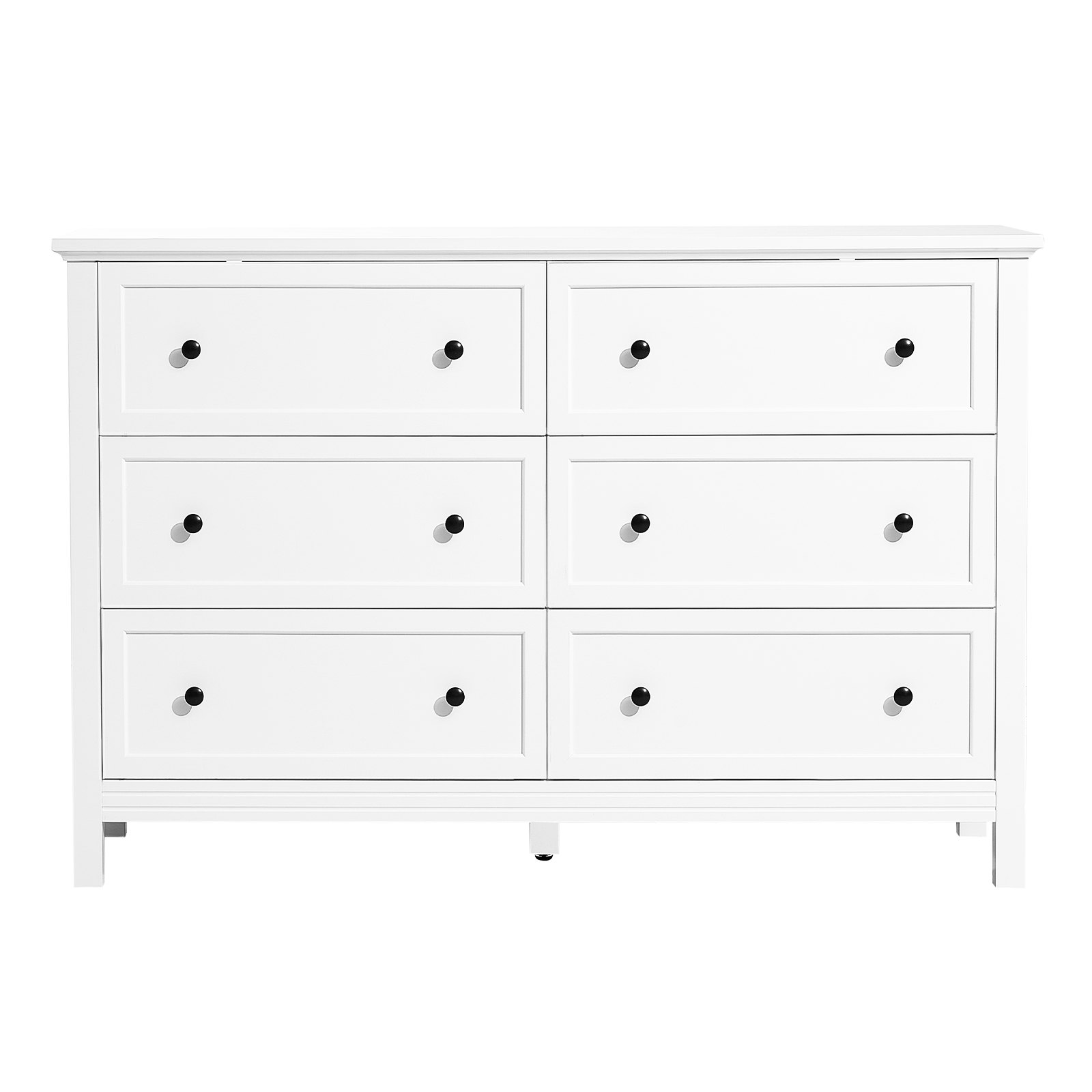 VEVOR Cómoda de 6 Cajones de Madera 39,6 x 120,1 x 78,7 cm con Sistema de Deslizamiento y Antivuelco Estilo Retro Minimalista Ideal para Guardar TV para Sala de Estar, Pasillo y Entrada, Blanco