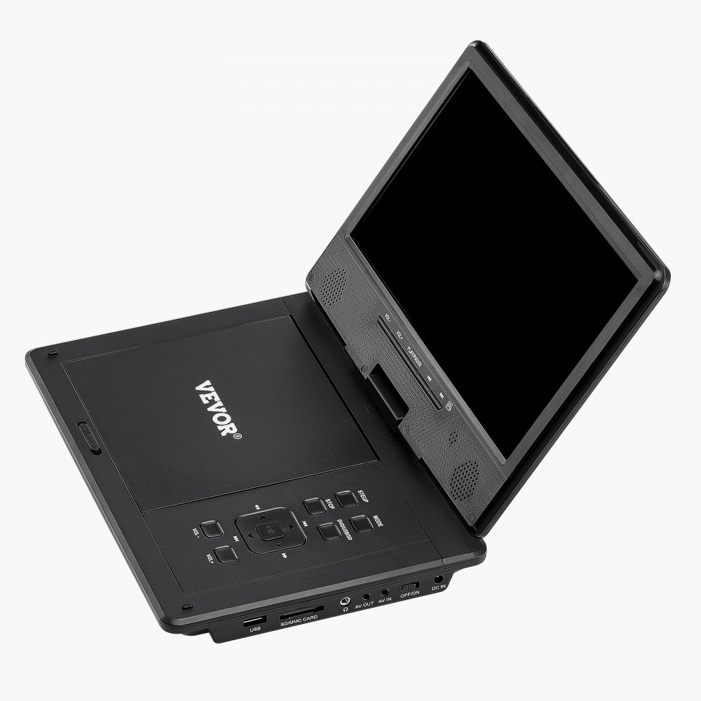 VEVOR Reproductor de DVD Portátil con Pantalla Giratoria de 228 mm, Reproductor de DVD de Viaje con Altavoces Duales, Compatible con Sincronización de TV/USB/Tarjeta SD/CD/DVD, Cargador de Coche