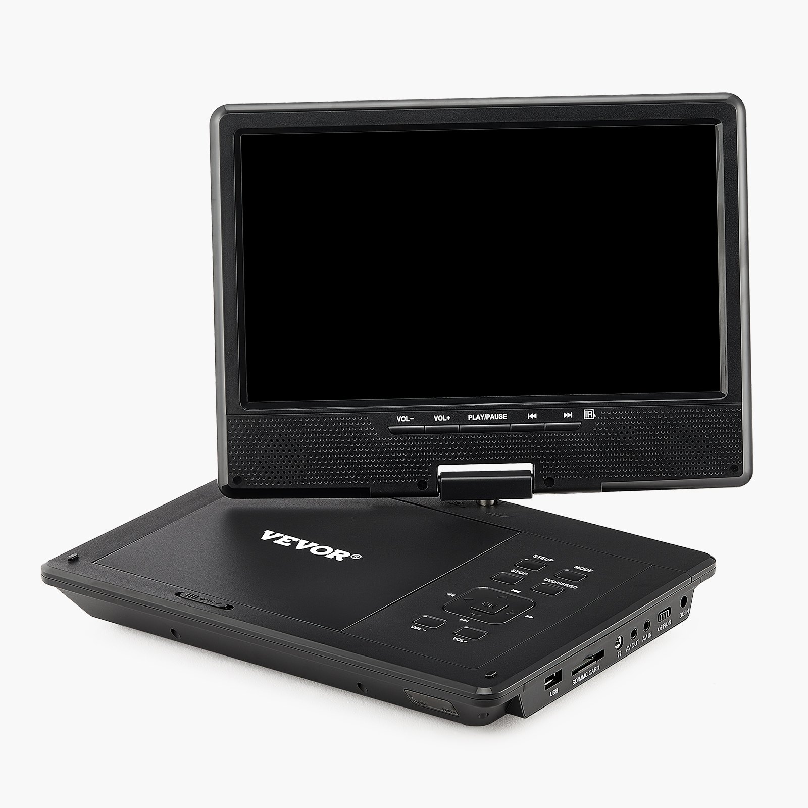 VEVOR Reproductor de DVD Portátil con Pantalla Giratoria de 228 mm, Reproductor de DVD de Viaje con Altavoces Duales, Compatible con Sincronización de TV/USB/Tarjeta SD/CD/DVD, Cargador de Coche