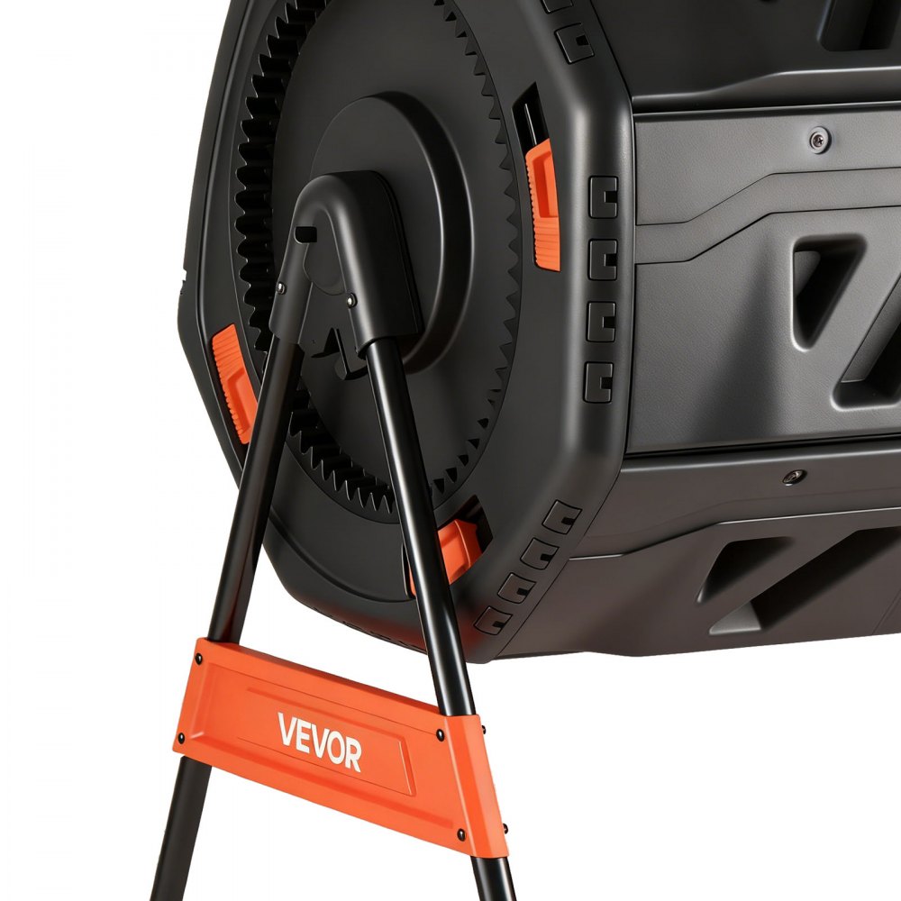VEVOR Contenedor Giratorio para Compostaje 200 L Cámara Doble, Compostador de Compostaje Rotación Asistida por Manivela, Barril de Plástico, Estructura de Acero para Residuos de Exterior, Jardín