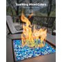 VEVOR Piedras de Vidrio para Chimenea, 4,5 kg, sin Humo, con Cuentas Reflectantes de 19,05 mm, para Mesa de Fogata, Diseño de Piedra de Alto Brillo, Azul Cobalto, Azul Caribeño y Transparente