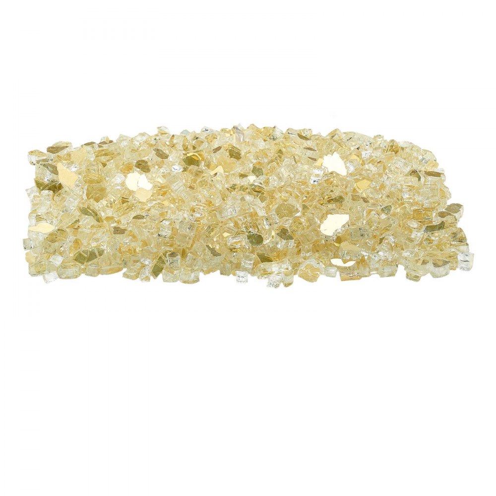 VEVOR Fire Glass, 10 LBS / 4.5 KG High-Temperature Resistant Fireplace Rocks, 1/2-Inch / 12.7 mm Reflective & Smokeless Firepit Glass Rock, High Luster Stone Landscaping for Fire Pit Table, Gold