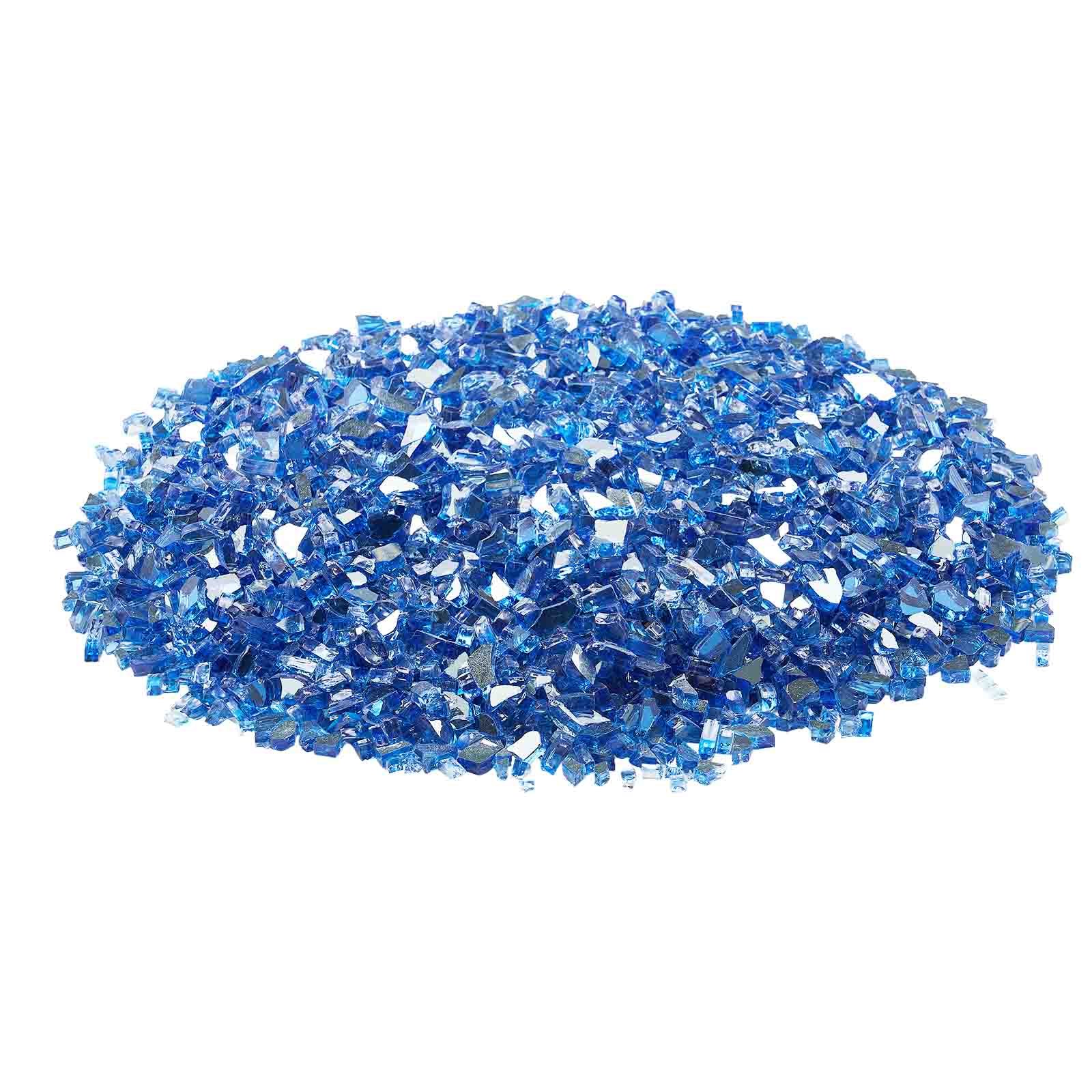 VEVOR Fire Glass, 10LBS / 4.5KG High-Temperature Resistant Fireplace Rocks, 1/4-Inch / 6.35 mm Reflective & Smokeless Firepit Glass Rock, High Luster Stone Landscaping for Fire Pit Table, Cobalt Blue