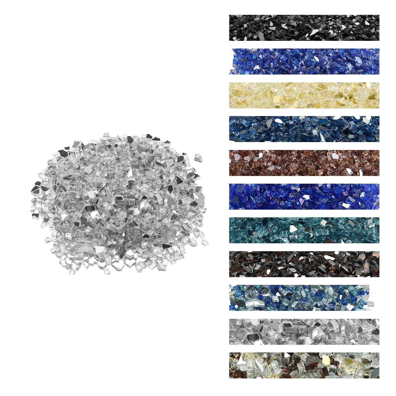 VEVOR Fire Glass, 10 LBS / 4.5 KG High-Temperature Resistant Fireplace Rocks, 1/2-Inch / 12.7 mm Reflective & Smokeless Firepit Glass Rock, High Luster Stone Landscaping for Fire Pit Table, Clear