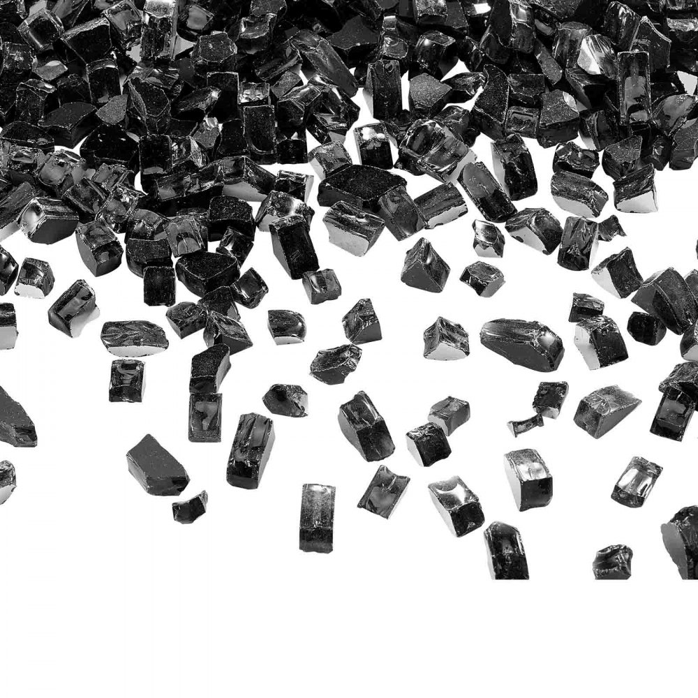 VEVOR Piedras de Vidrio Triturado Reflectante para Chimenea Resistentes a Altas Temperaturas, 4,5 kg, 12,7 mm, sin Humo, para Paisajismo de Piedra de Alto Brillo para Mesas de Fogata, Color Negro