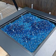 VEVOR Piedras de Vidrio Reflectante con Forma de Diamante para Chimenea Resistentes a Altas Temperaturas de 600 ℃, 9 kg, 25,4 mm, Ideal para Paisajismo de Mesas de Fogata, Color Azul Caribeño