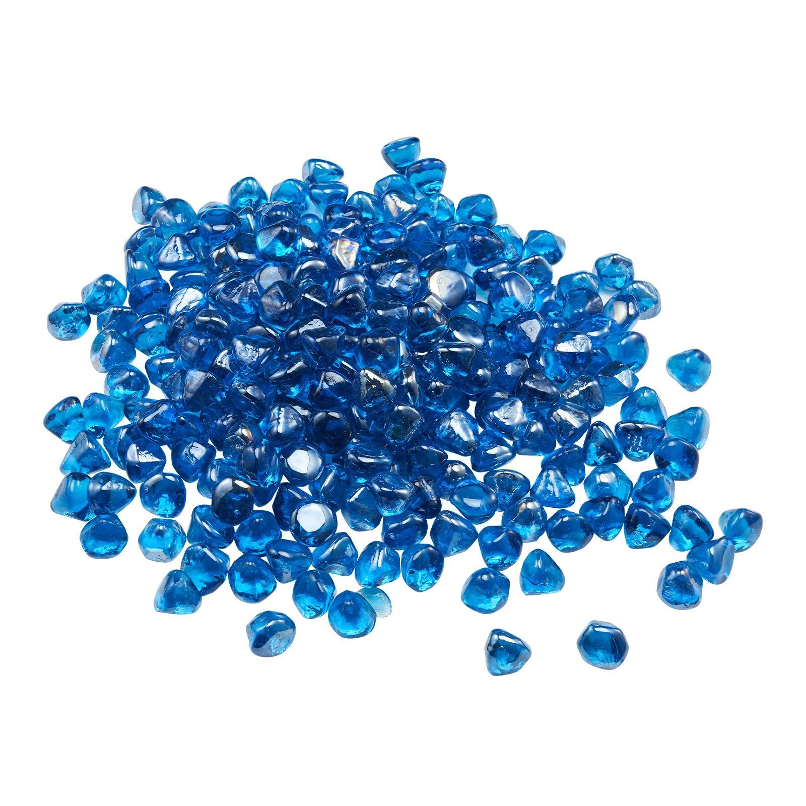 VEVOR Fire Glass, 20 LBS / 9 KG High-Temperature Resistant Fireplace Rocks, 1 Inch / 25.4 mm Reflective Firepit Glass Diamond Beads, High Luster Stone Landscaping for Fire Pit Table, Caribbean Blue