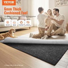 VEVOR Alfombra Antideslizante Cojín Protector de Suelo 275x366 cm Grosor 6 mm