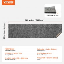 VEVOR Alfombra Antideslizante Cojín Protector de Suelo 63,5x240 cm Grosor 6 mm