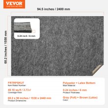 VEVOR Alfombra Antideslizante Cojín Protector de Suelo 153x244 cm Grosor 6 mm