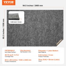 VEVOR Alfombra Antideslizante Cojín Protector de Suelo 153x244 cm Grosor 6 mm