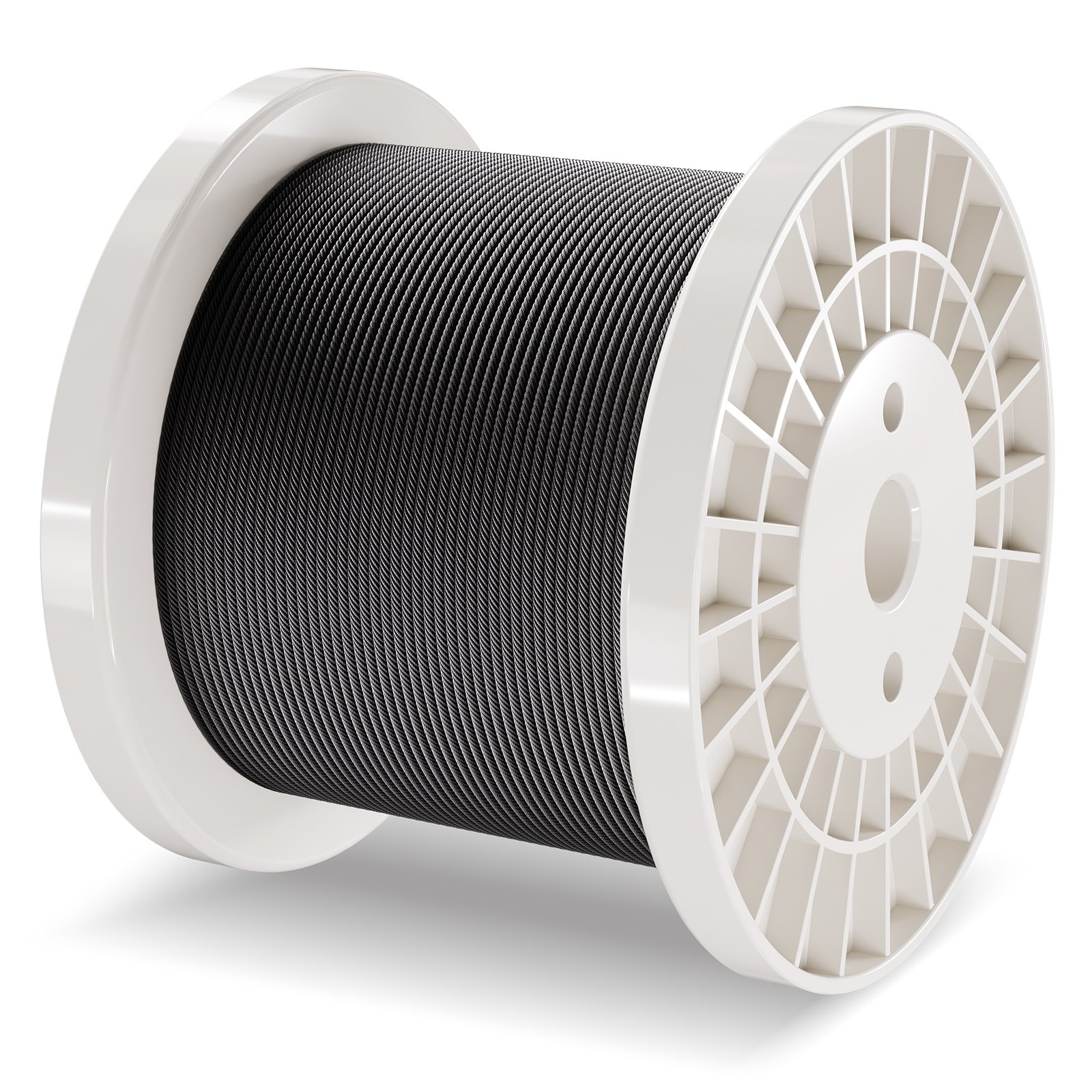 VEVOR Kit de Cables de Alambre de 3,18 mm Cable de Acero Inoxidable 316 de 152,4 m con Cortador y Guantes, Resistencia a la Rotura de 7,1 kN, 7 x 7 Hebras, Cables de Grado de Aeronáutico, Negro