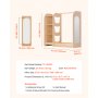 VEVOR Armario de Disfraces para Niños con Espejo, Perchero Infantil con Estantes, Mueble Montessori de Madera Natural, Organizador de Ropa con Barra y Compartimentos para Dormitorio y Cuarto de Juegos