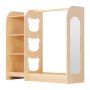 VEVOR Kids Dress Up Storage, with Mirror, Wooden Kids Dress Up Rack, Toddler Wardrobe Closet for Little Girls, Storage Armoire, Costume Organizer, Children Playroom Furniture, for Bedroom, Natural