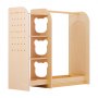 VEVOR Kids Dress Up Storage, with Mirror, Wooden Kids Dress Up Rack, Toddler Wardrobe Closet for Little Girls, Storage Armoire, Costume Organizer, Children Playroom Furniture, for Bedroom, Natural