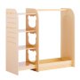 VEVOR Kids Dress Up Storage, with Mirror, Wooden Kids Dress Up Rack, Toddler Wardrobe Closet for Little Girls, Storage Armoire, Costume Organizer, Children Playroom Furniture, for Bedroom, Natural
