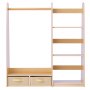 VEVOR Kids Dress Up Storage, with Mirror, Dress Up Closet, Toddler Wardrobe Closet for Little Girls, Armoire with Shelves & Bottom Tray, Costume Organizer, Toddler Room Furniture, for Bedroom, Natural