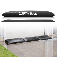 VEVOR Barrera Antiinundación Activada por Agua, Paquete de 6 Bolsas de 83 x 43 cm, Barrera Absorbente de Agua, Dispositivo de Protección para Puertas, Sótanos, Garajes y Hogares