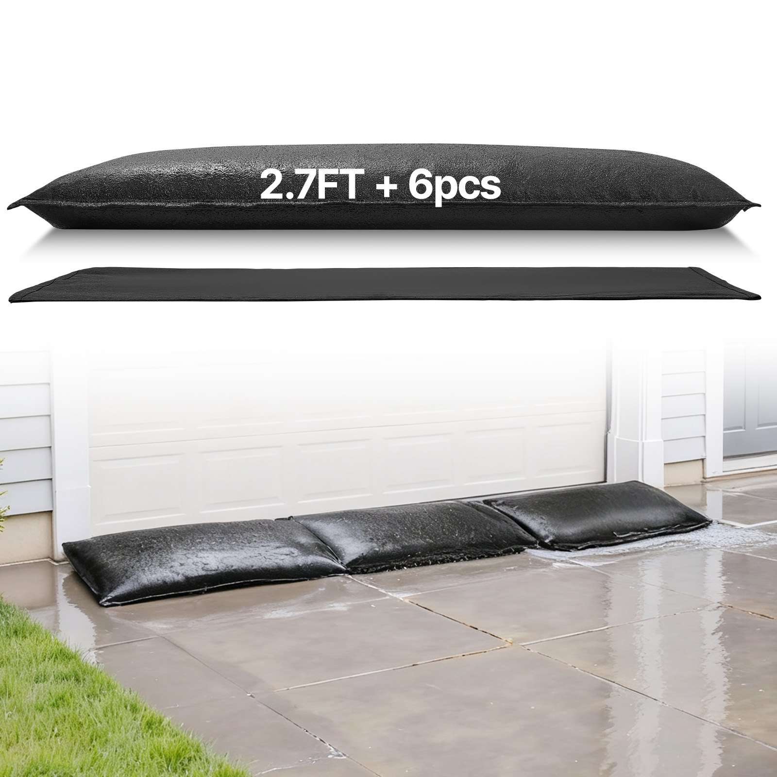 VEVOR Barrera Antiinundación Activada por Agua, Paquete de 6 Bolsas de 83 x 43 cm, Barrera Absorbente de Agua, Dispositivo de Protección para Puertas, Sótanos, Garajes y Hogares