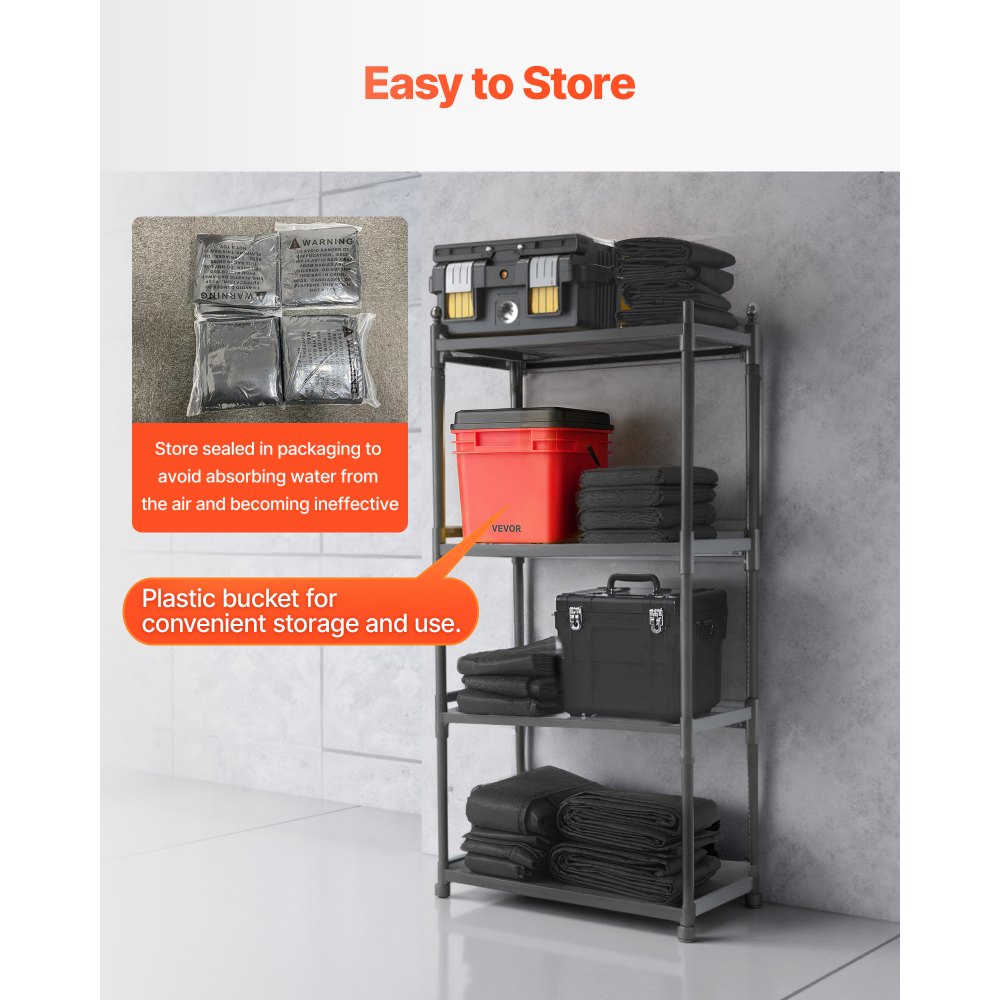 VEVOR Barrera Antiinundación Activada por Agua, 10 Bolsas de 152 x 21 cm con Cubo, Capacidad de Absorción de Agua 11,83 kg, Dispositivo de Protección para Puertas, Sótanos y Garajes
