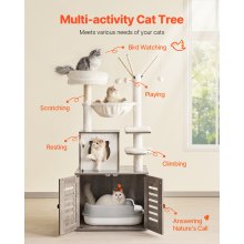 VEVOR 2 en 1 Árbol Grande para Gatos 575 x 500 x 1380 mm con Caja de Arena, Gris