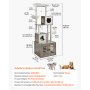 VEVOR Árbol Grande para Gatos 600 x 520 x 1850 mm con Caja de Arena, Torre para Gatos 2 en 1 Mueble de Condominio para Gatos de Varios Niveles con Perchas, Postes Rascadores de Sisal, Hamaca, Gris