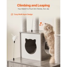 VEVOR 2 en 1 Árbol Grande para Gatos 600 x 520 x 1850 mm con Caja de Arena, Gris