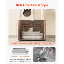 VEVOR 2 en 1 Árbol Grande para Gatos 600 x 520 x 1850 mm con Caja de Arena, Gris
